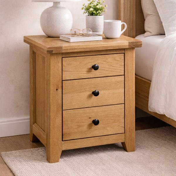 Talbot 3 Drawer Bedside/ Lamp Table