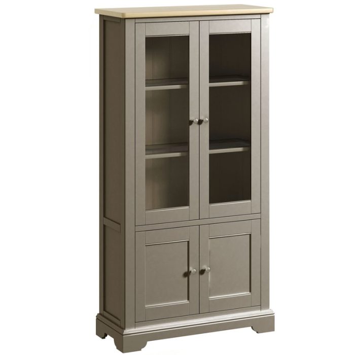 Penelope Grey Painted Oak Top – 2 Door Display Cabinet