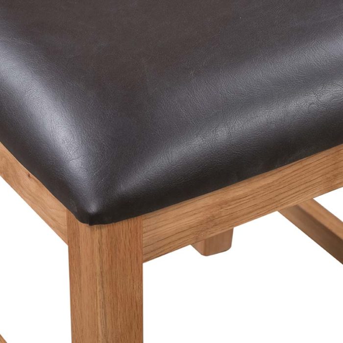 dining chair with leather pad-closeup dining chair with leather pad-closeup