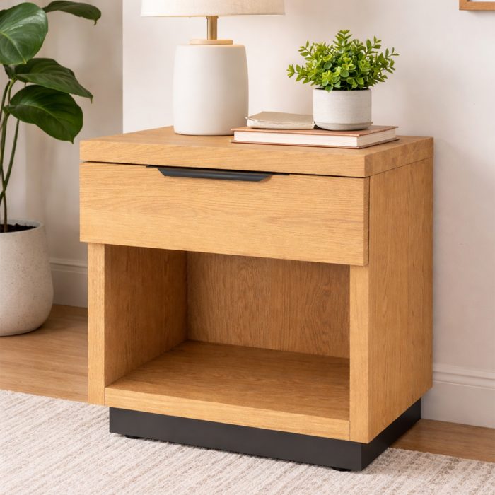 magnus oak 1 drawer bedside