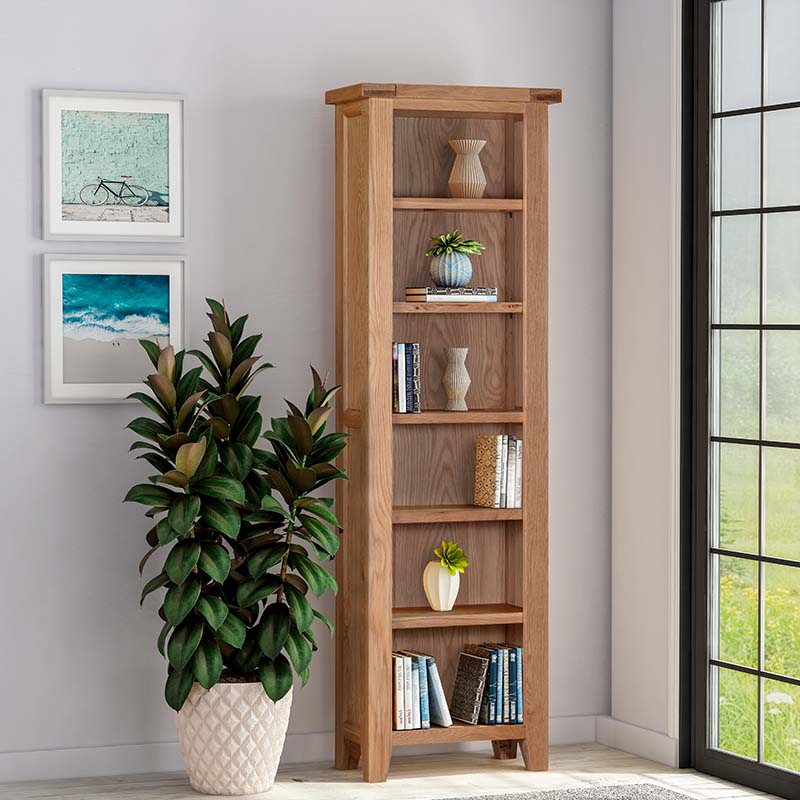 This Light Oak Narrow Bookcase Is From, Solid Oak Slim Bookcase