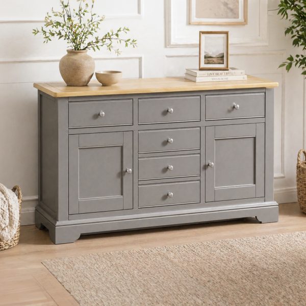 Penelope Grey Painted w/ Oak Top - Medium Sideboard