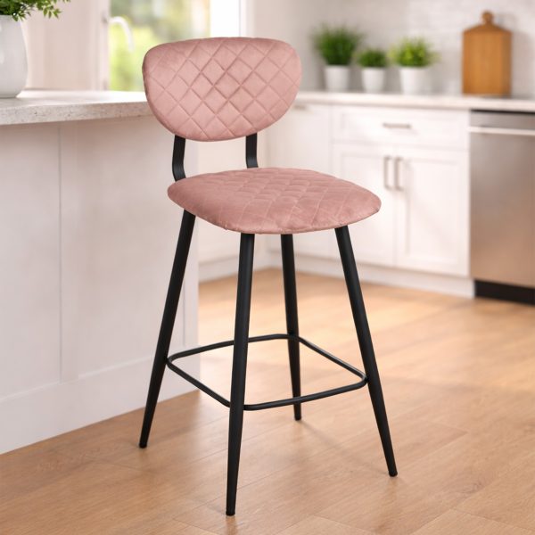 Mason - Stitched Bar Stool - Velvet - Dusk