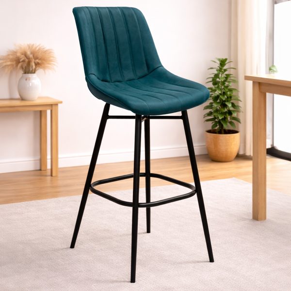 Mason - Vintage PU Bar Stool - Blue