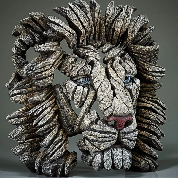 Lion Bust - White - Edge Sculpture - EDB09W
