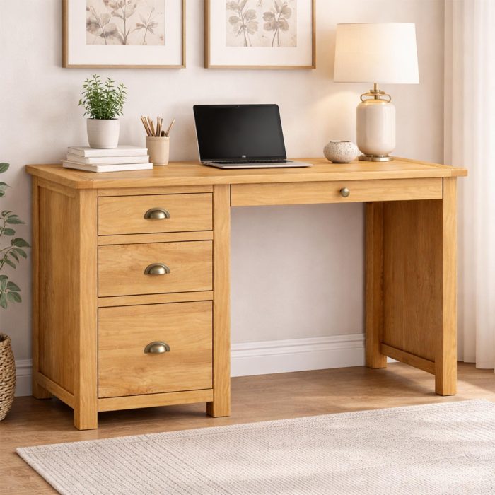 ivan oak single pedestal desk