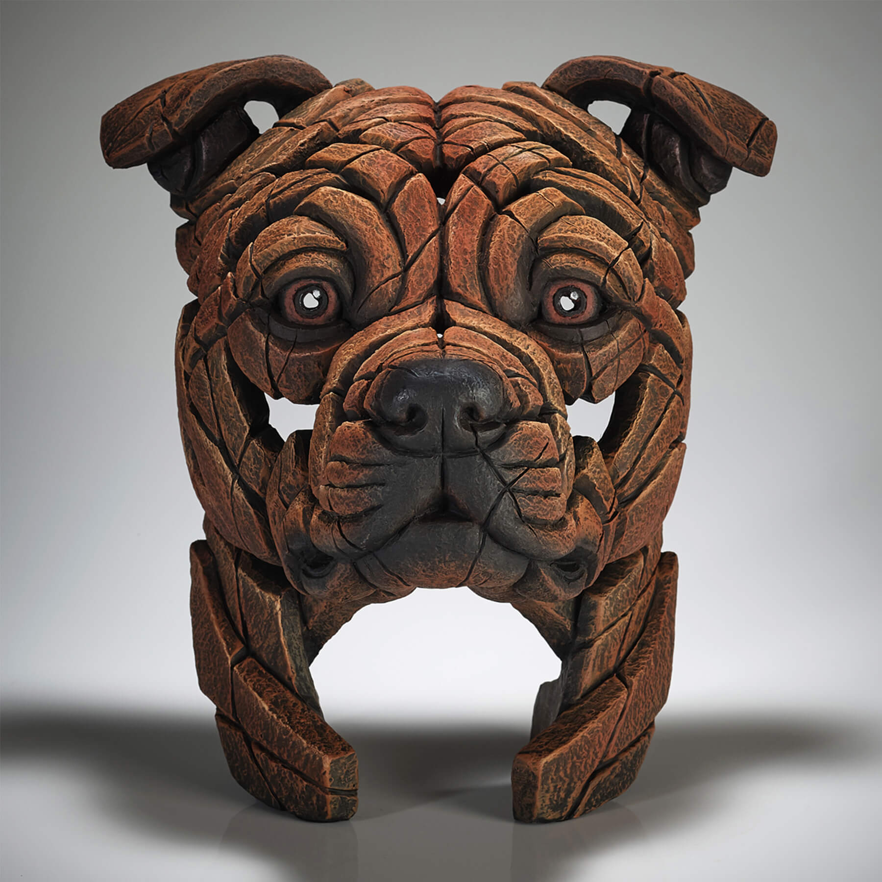 Staffordshire Bull Terrier Bust - 'Red' - Edge Sculpture - EDB27R