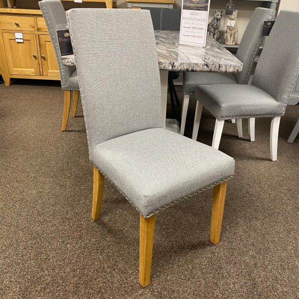Moda Straight Back Studded Dining Chair - Silver Grey