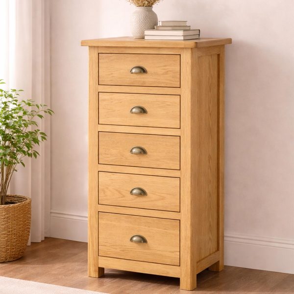Ivan Oak 5 Drawer Wellington