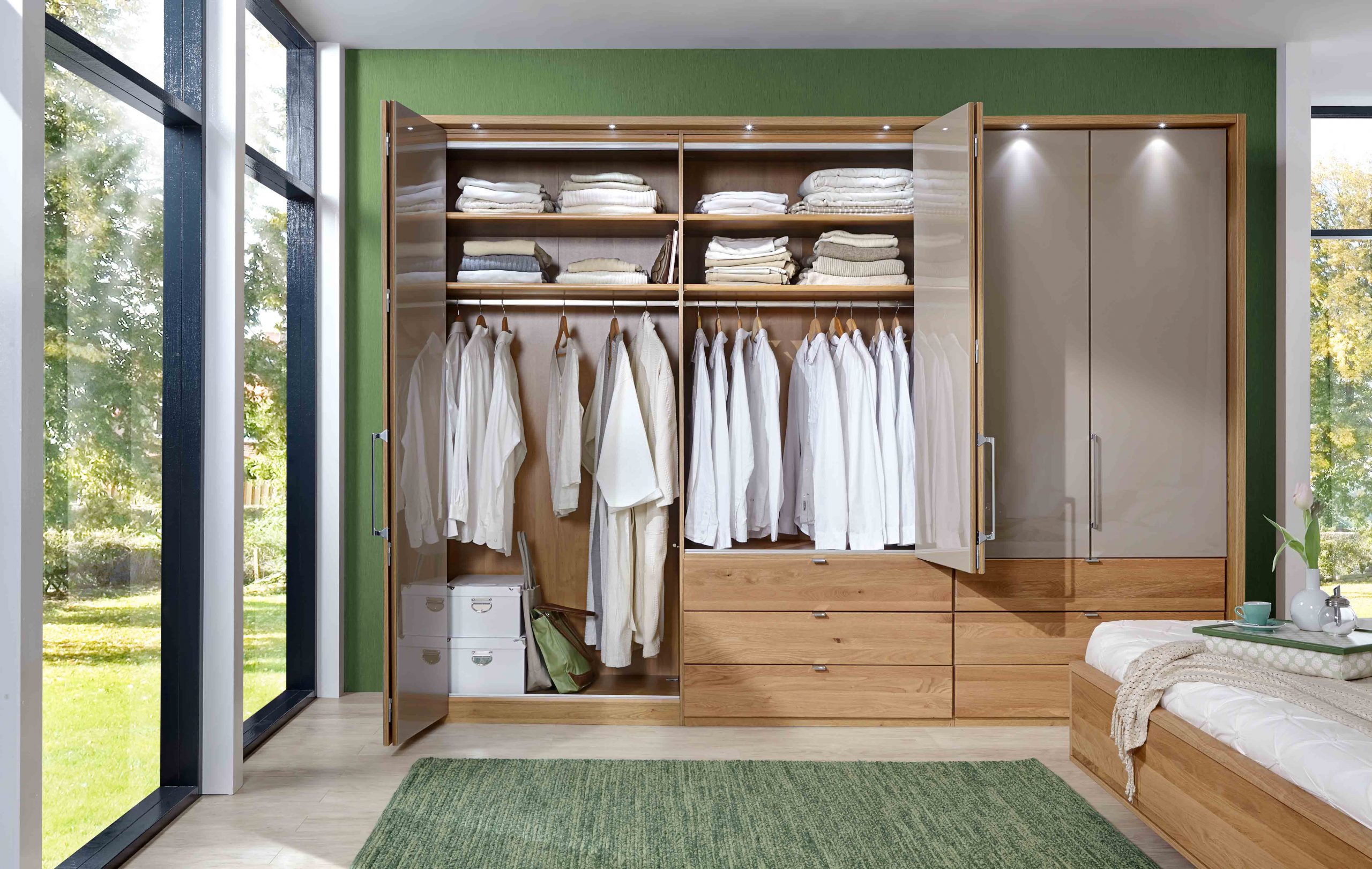 Adalind – 6 Doors Champagne Semi-Fitted Wardrobe with 6 Drawers - Image 2