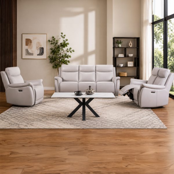 Luxor - Stone Genuine Italian Leather Sofa (Electric Reclining)
