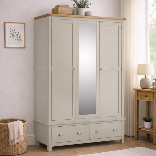 Ivan Stone Triple Wardrobe With Drawer