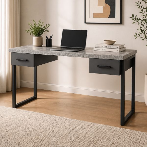 Magnus Desk With Drawers - Stone