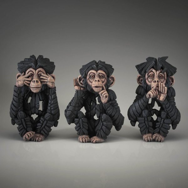 Baby Chimpanzees "Set of Three" - Edge Sculptures