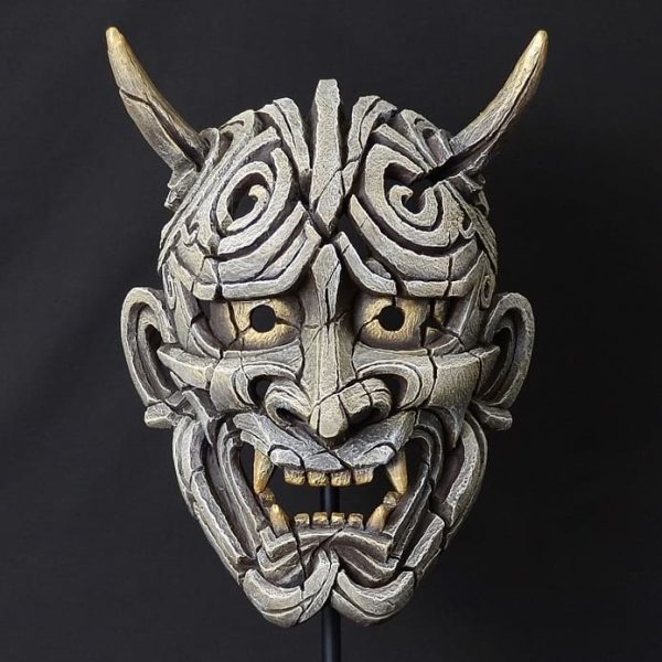 Japanese Hannya Mask - Antique White - Edge Sculpture - EDM01W