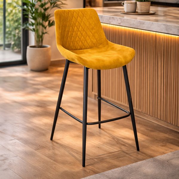 Magnus Industrial Bar Stool – Saffron Yellow