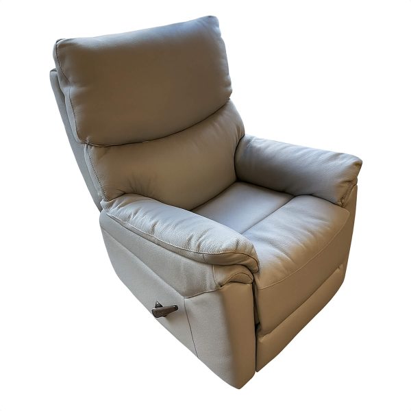 Relaxer - Sky Grey Genuine Italian Leather Reclining Swivel Chair