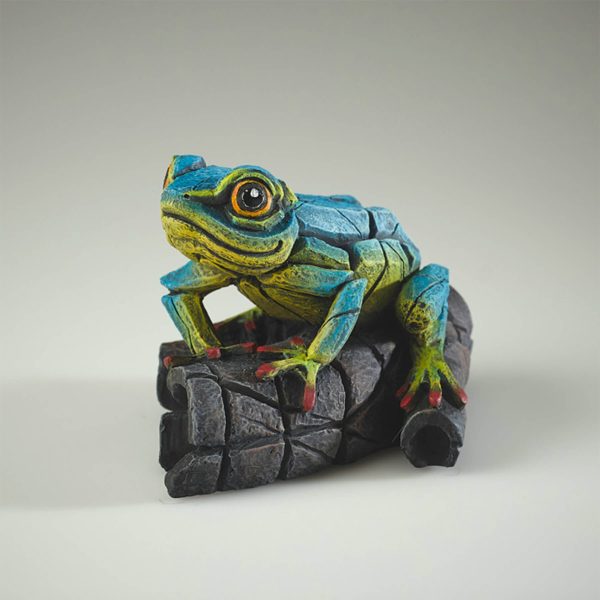 African Frog - Blue/Yellow - Edge Sculpture - ED43BY
