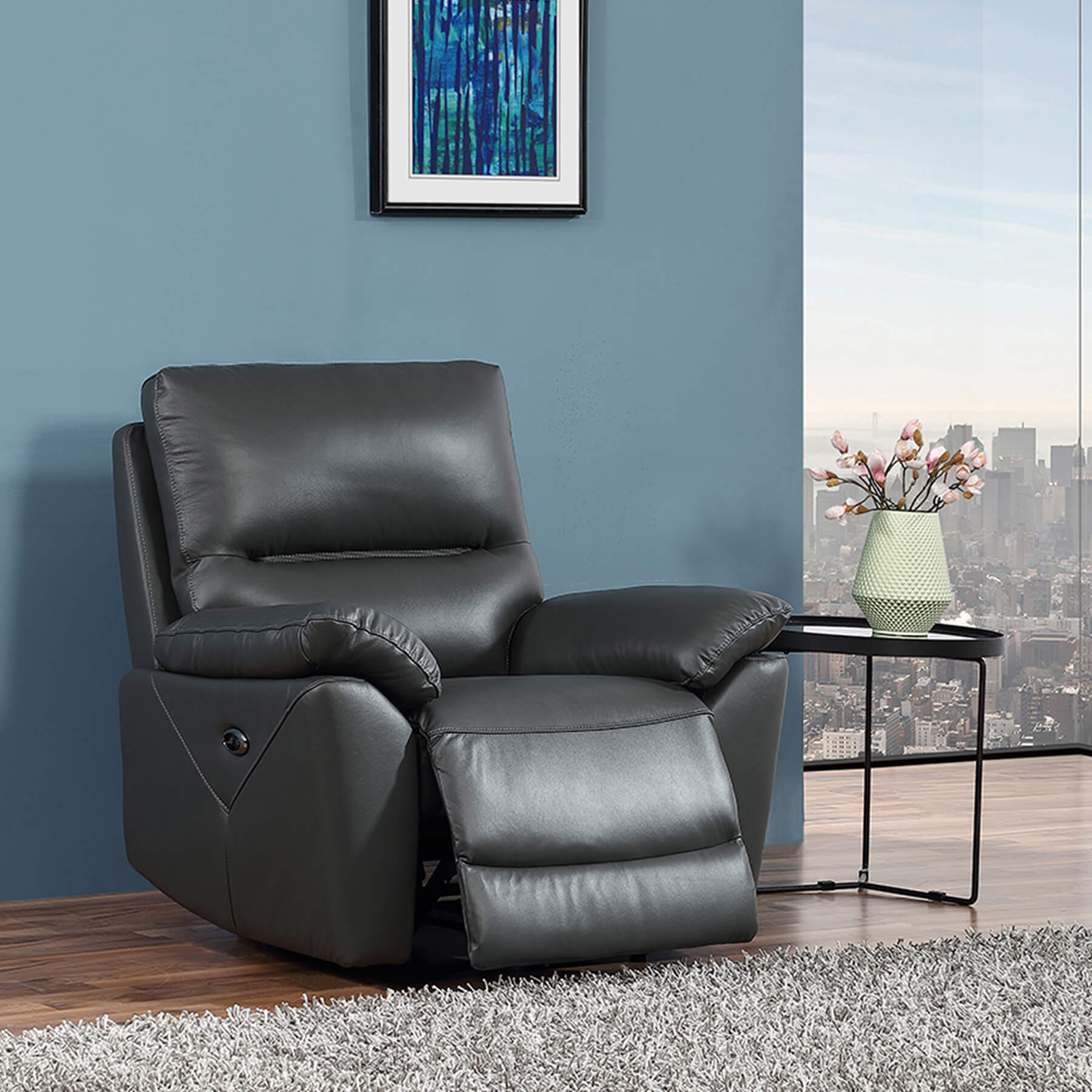 Wilson - Graphite Genuine Italian Leather Sofa (Electric Reclining) - Image 2