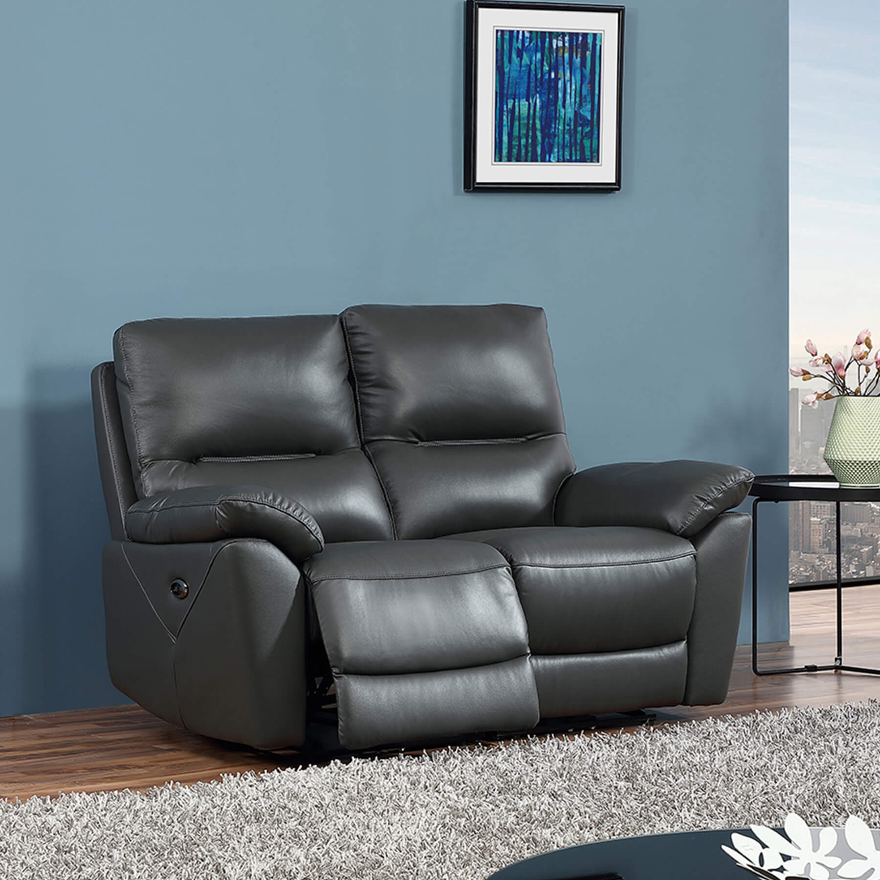 Wilson - Graphite Genuine Italian Leather Sofa (Electric Reclining) - Image 3