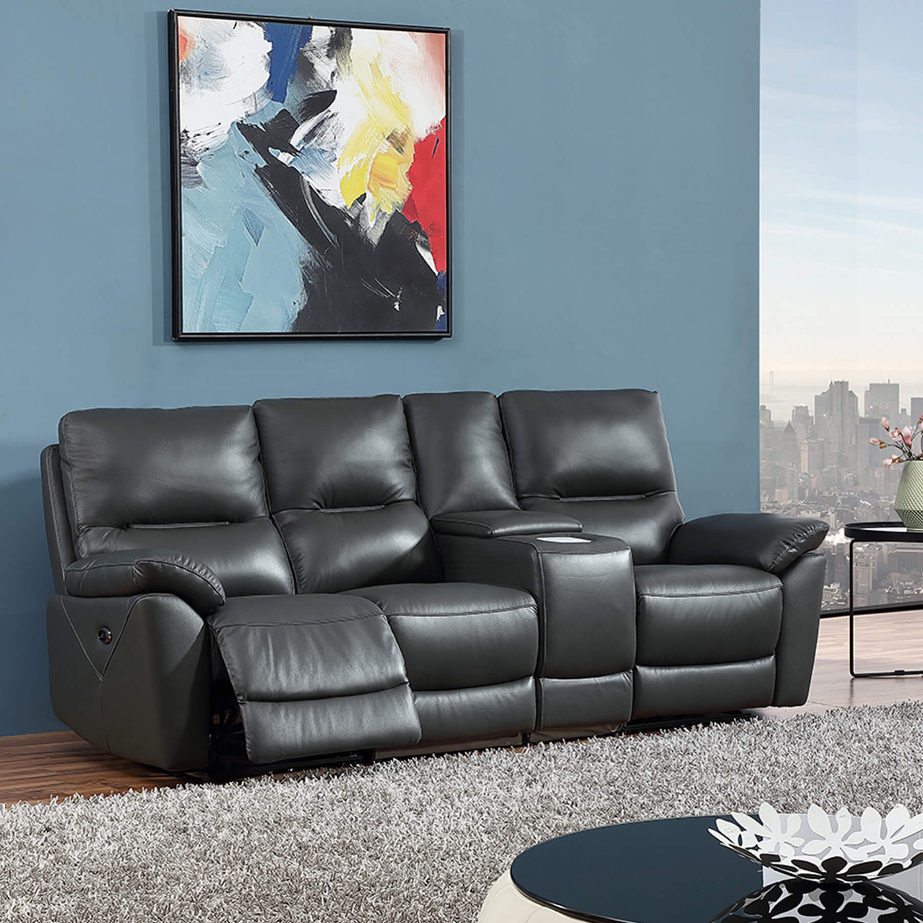 Wilson - Graphite Genuine Italian Leather Sofa (Electric Reclining) - Image 6