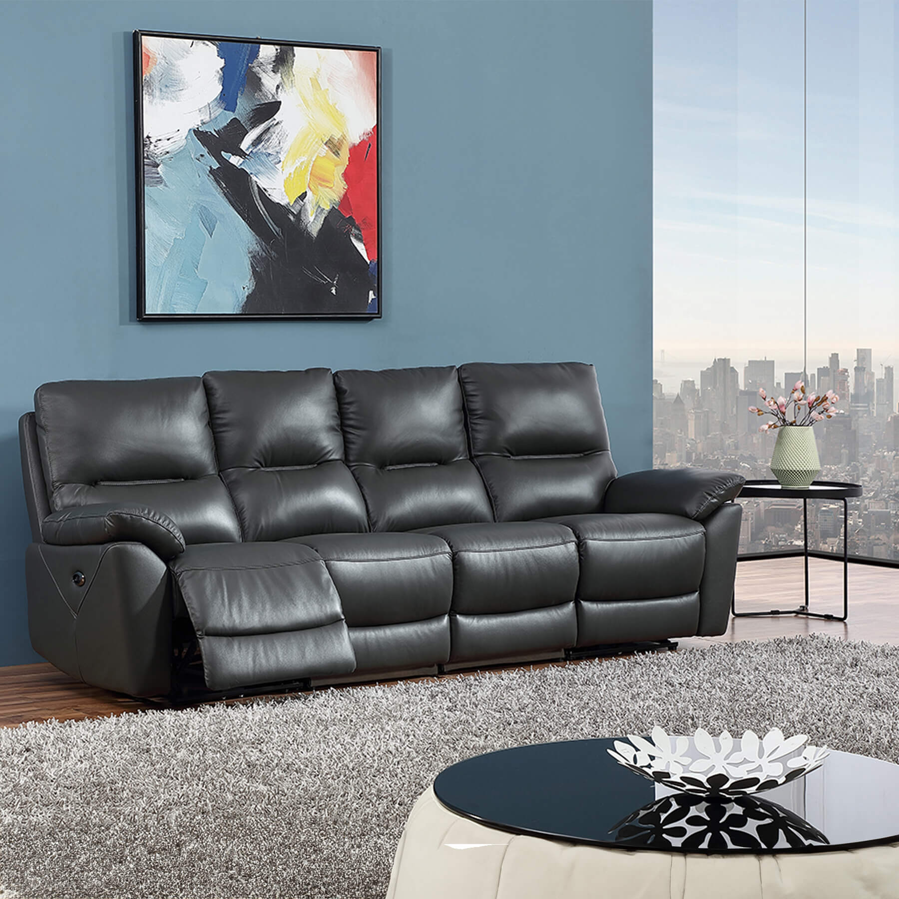 Wilson - Graphite Genuine Italian Leather Sofa (Electric Reclining) - Image 7