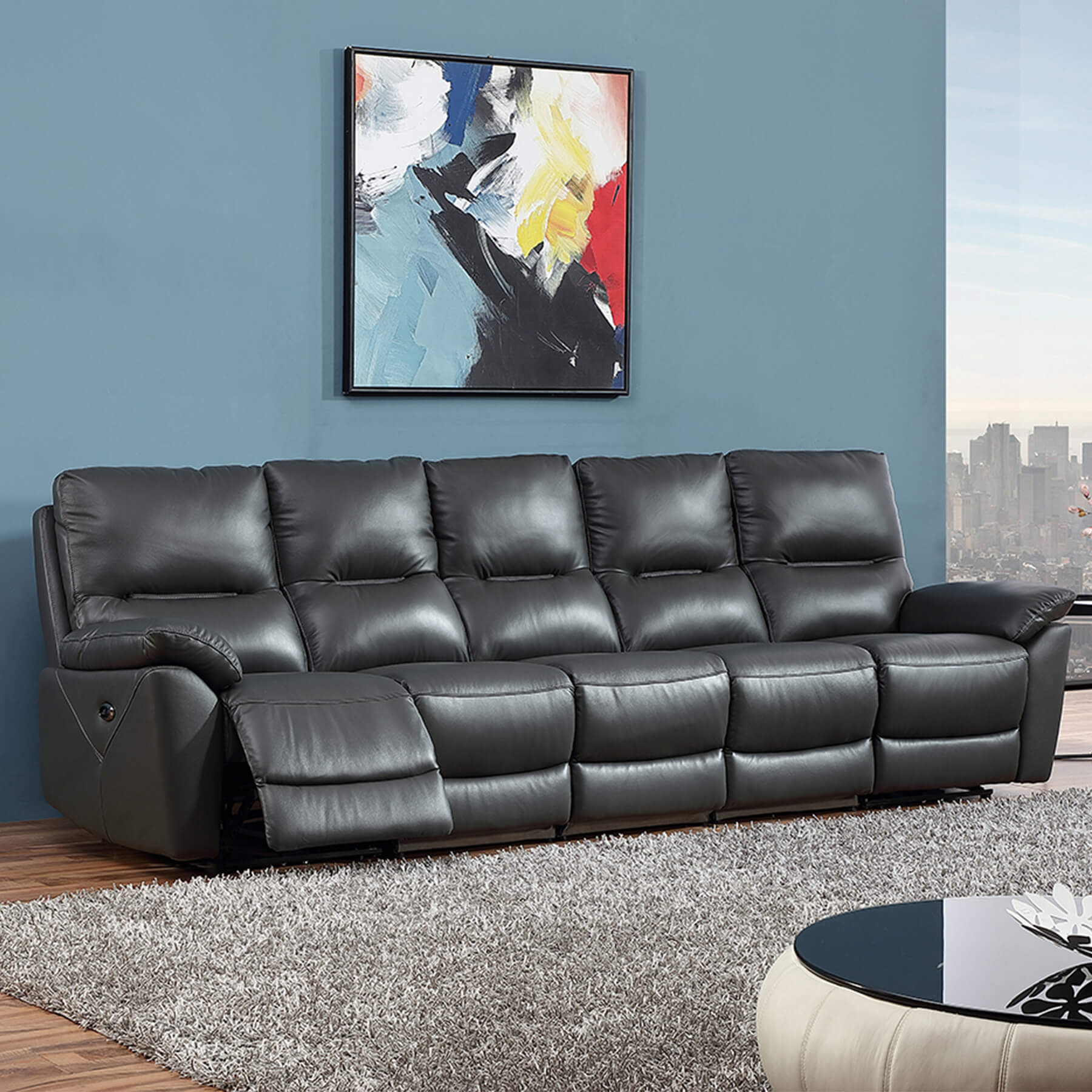 Wilson - Graphite Genuine Italian Leather Sofa (Electric Reclining) - Image 9