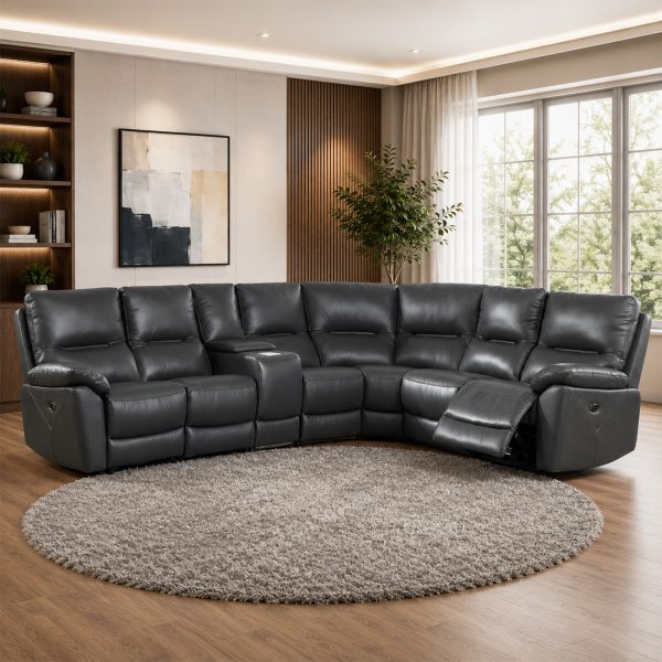 Wilson Corner Suite - Graphite Genuine Italian Leather (Fully Electric Reclining)