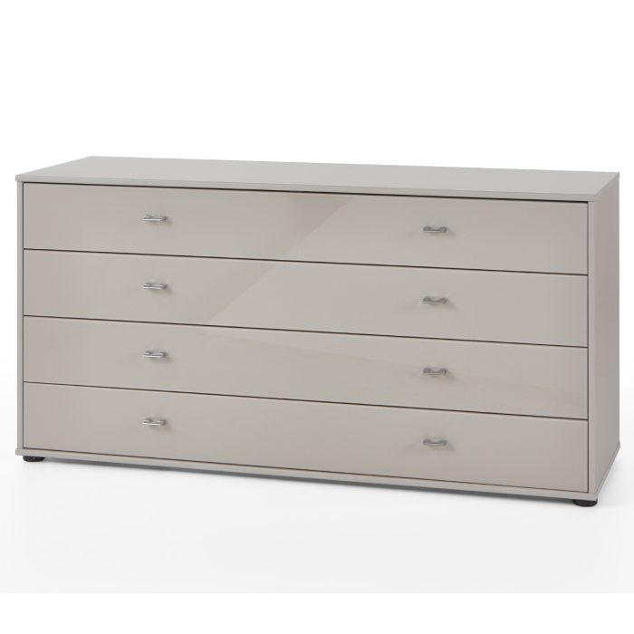 Rio 4 Drawer Chest Pebble Grey Glass 141cm 053