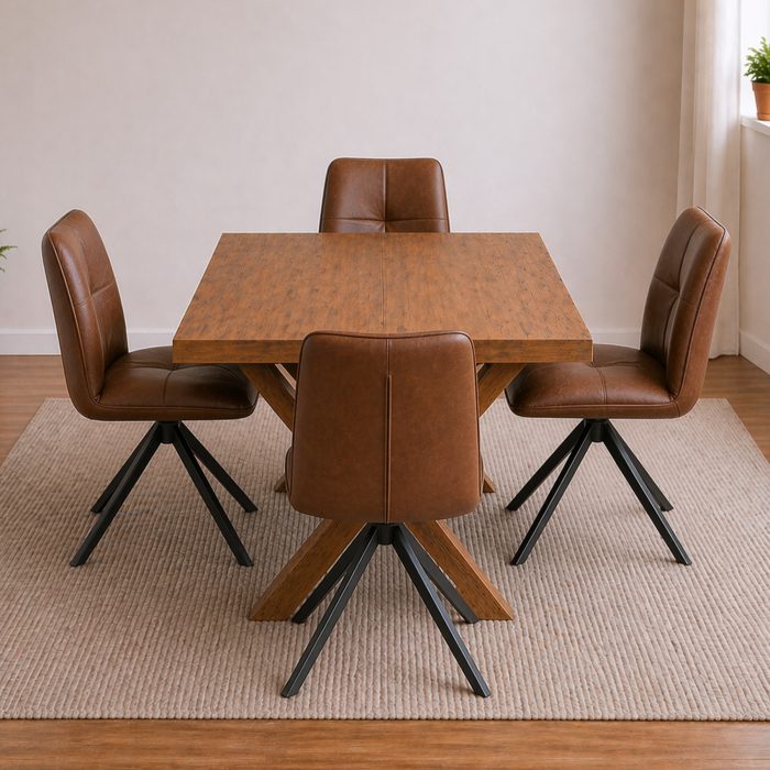 loxley x-leg table with rialto brown swivel chairs loxley x-leg table with rialto brown swivel chairs