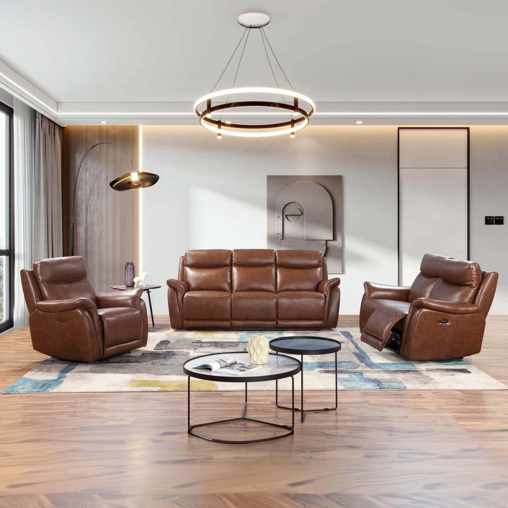 Luxor - Tan Genuine Italian Leather Sofa (Electric Reclining)
