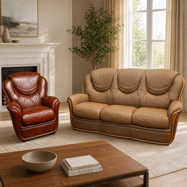 Antonio - Genuine Italian Leather/Fabric Sofa