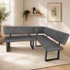 retro stitch grey corner bench RHF