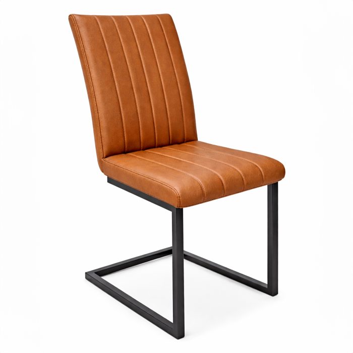 magnus retro stitch cantilever dining chair - tan magnus retro stitch cantilever dining chair - tan