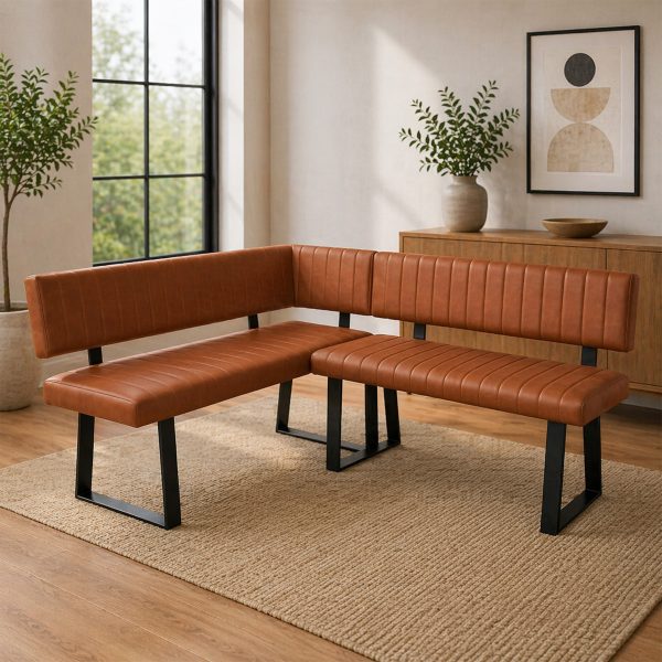 Magnus Retro-Stitch Corner Bench Tan