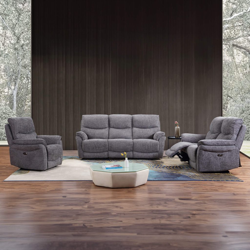Sorrento - Grey High Quality Fabric Sofa (Electric Reclining)