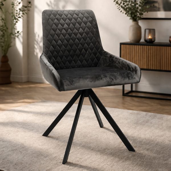 Magnus Modern Dining Chair (Grey Velvet)
