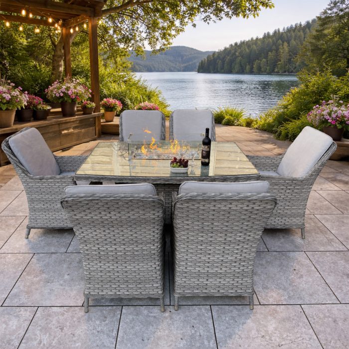 clumber rectangle firepit table set ccc clumber rectangle firepit table set ccc