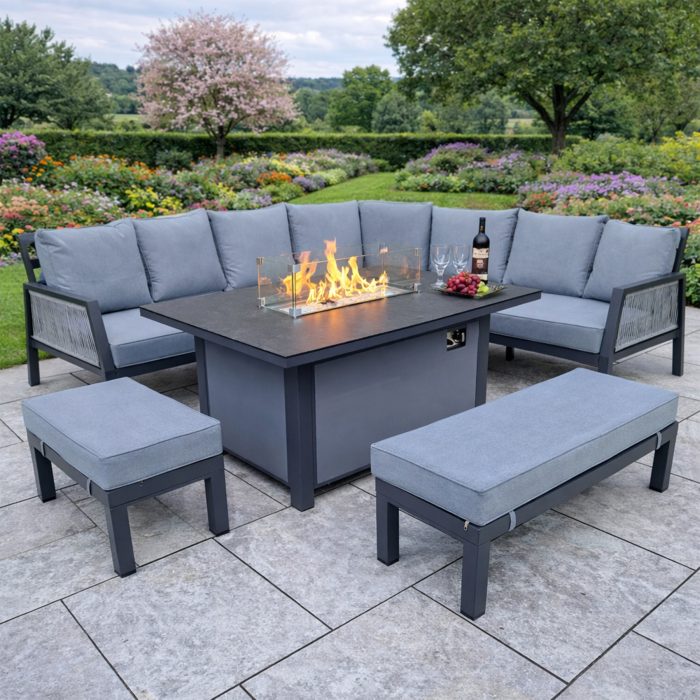 lincoln - corner sofa gas firepit set