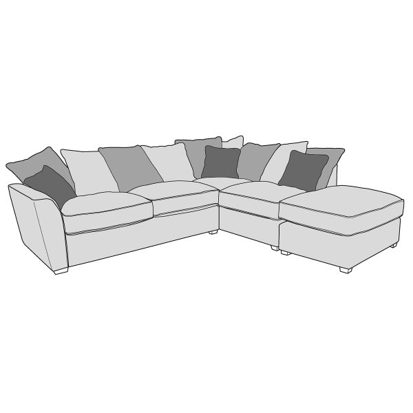 Serenity Corner Suite - 2 + Corner + 1 + Footstool - Scatter Back