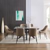 Rialto Large Grey Dining Table and 6-Chairs diamond stitch-chairs warm toupe