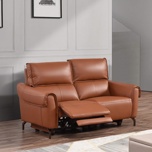 Euston Jumbo 2 Seater - Tan Genuine Italian Leather Sofa (Electric Reclining)