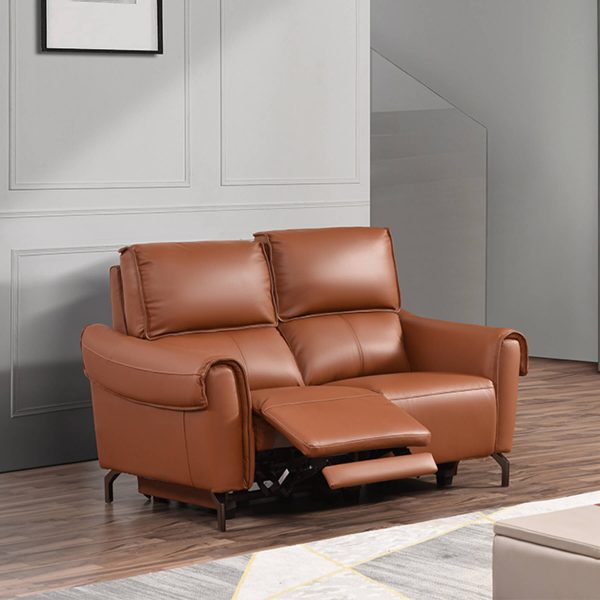 Euston 2 Seater - Tan Genuine Italian Leather Sofa (Electric Reclining)