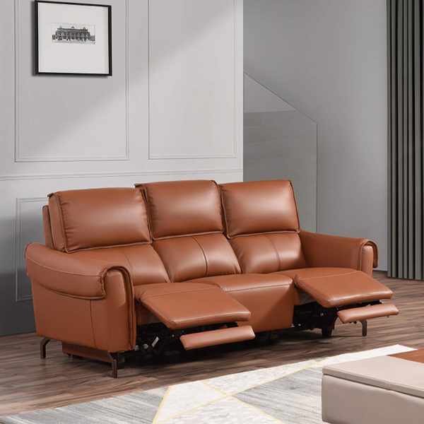 Euston 3 Seater - Tan Genuine Italian Leather Sofa (Electric Reclining)