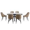 Large White with 6 x Rialto Diamond Stitch Chairs Warm Taupe copy