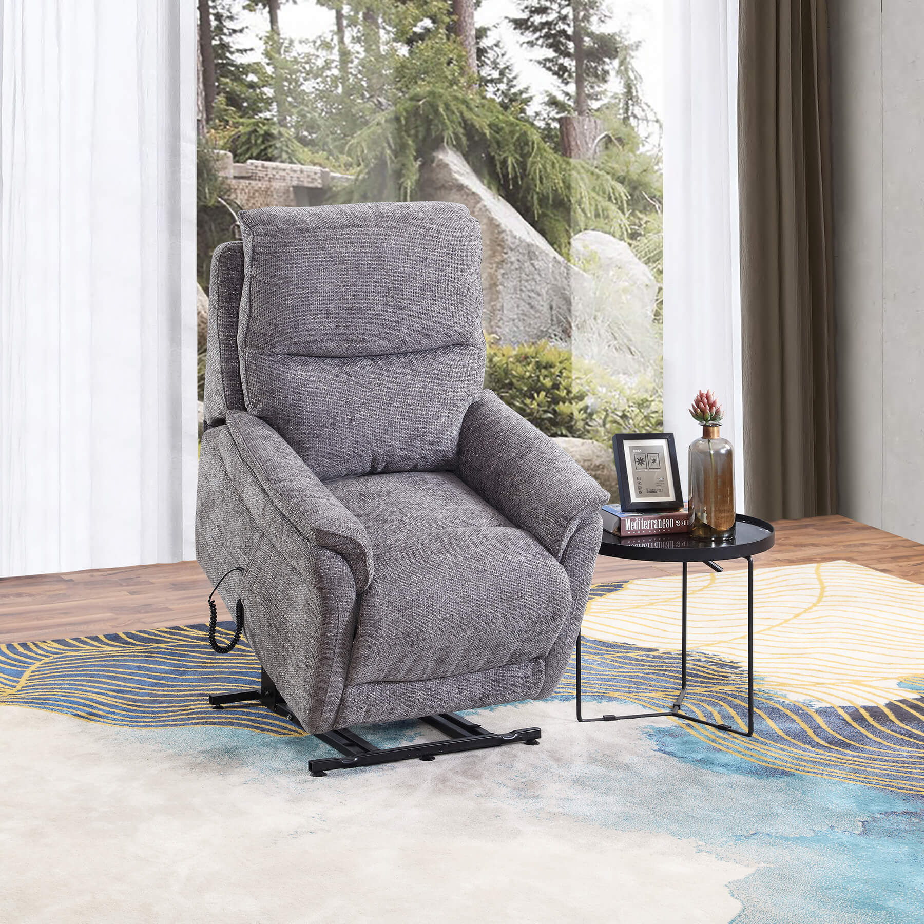 Lift Rise Recliner Chair – Sorrento Grey Fabric (Electric