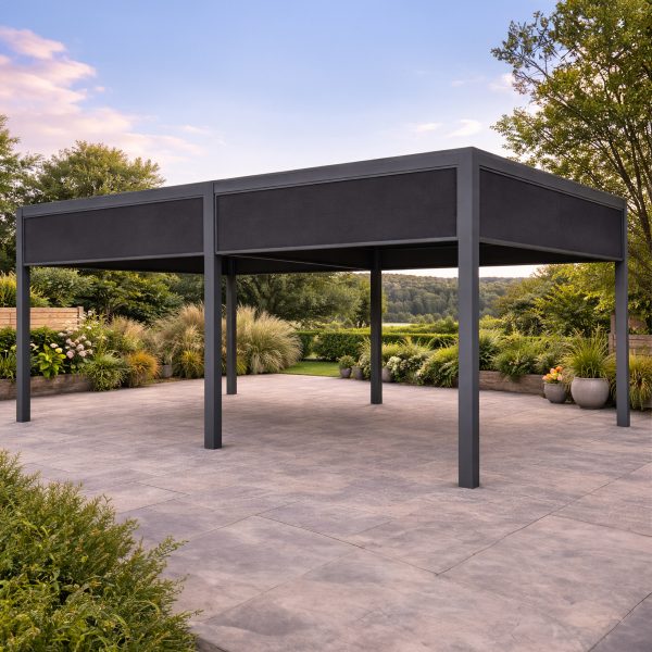 Luxury Gazebo / Pergola 4m x 6m - with Adjustable Louvre Roof and LED Lights