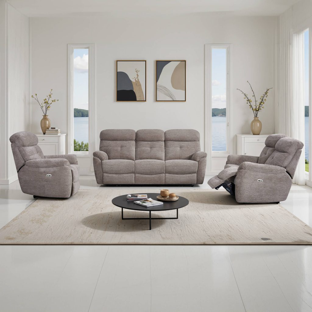 Richmond – Mink High Quality Fabric Sofa (Electric Reclining)