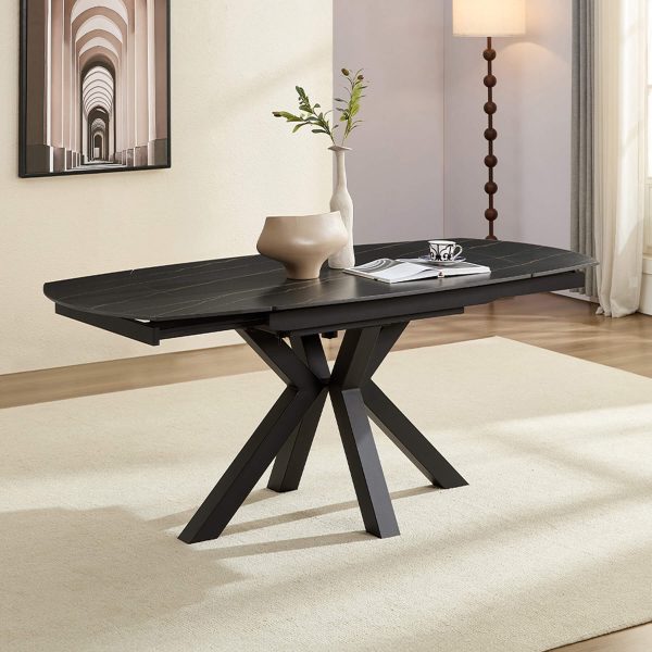 Rialto - Easy-Glide Extending Dining Table - Black Sintered Stone
