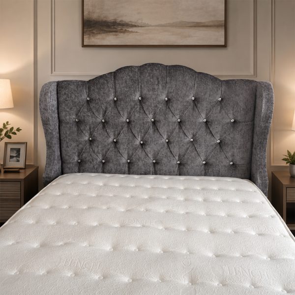 CAMPBELL - Luxury Bed in Grey Fabric